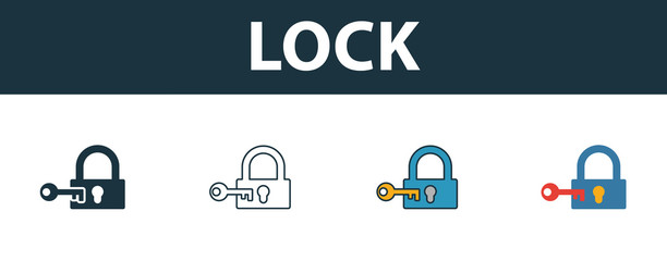 Wall Mural - lock icon set. premium symbol in different styles from security icons collection. creative lock icon