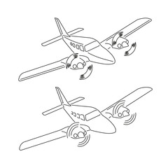 Wall Mural - Private plane vector illustration icon. Twin engine propelled aircraft. Line art