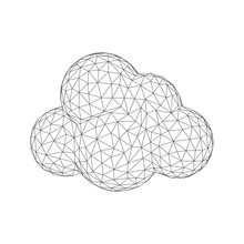 Concept Of Cloud Computing Service Technology. Wireframe Low Poly Mesh Vector Illustration