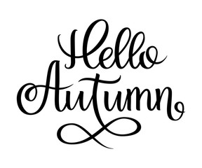 Wall Mural - hand drawn lettering hello autumn