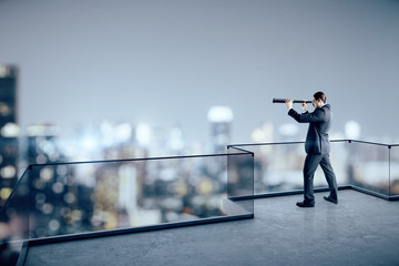 Wall Mural - Attractive businessman on rooftop