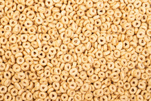 Cheerios, breakfast cereal background , top view