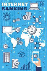 Aufkleber - Cryptocurrency, bitcoin, mobile internet banking