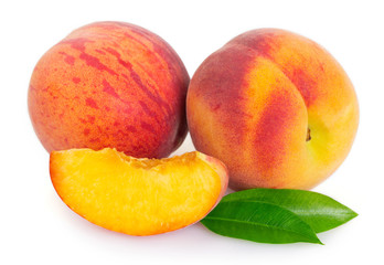 Fresh peach on white background