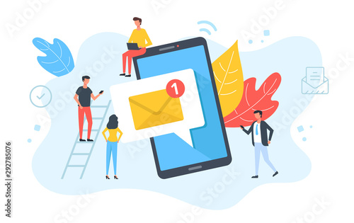 Cuadros en Lienzo People and email message on mobile phone