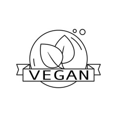 Wall Mural - Vegan icon. thin line. Isolated on white background. 