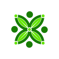 Wall Mural - leaf and person logo. swoosh human symbol. icon vector illustration. eps 10.