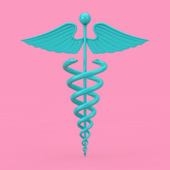 Poster - Blue Medical Caduceus Symbol Mockup Duotone. 3d Rendering