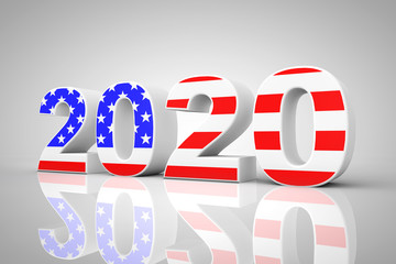 Aufkleber - New Year 2020 Sign as USA Flag. 3d Rendering