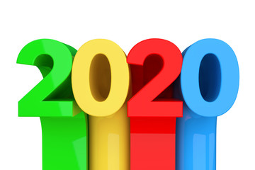 Aufkleber - Abstract New 2020 Year Sign. 3d Rendering