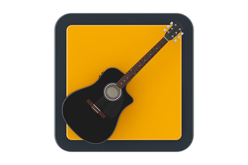 Aufkleber - Black Wooden Acoustic Guitar as Touchpoint Web Icon Button. 3d Rendering