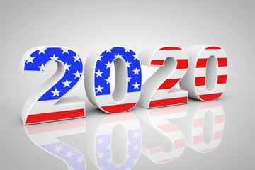 Aufkleber - New Year 2020 Sign as USA Flag. 3d Rendering
