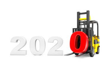 Aufkleber - Forklift Truck with 2020 New Year Sign. 3d Rendering