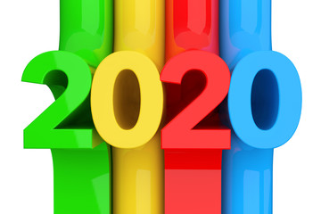 Aufkleber - Abstract New 2020 Year Sign. 3d Rendering