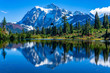 Leinwandbild Motiv Picture Lake Reflection of Mount Shuksan 