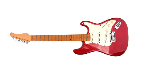  guitar electric red  isolated on white background with clipping path.