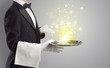 © ra2 studio - Elegant young waiter serving mysterious light on tray