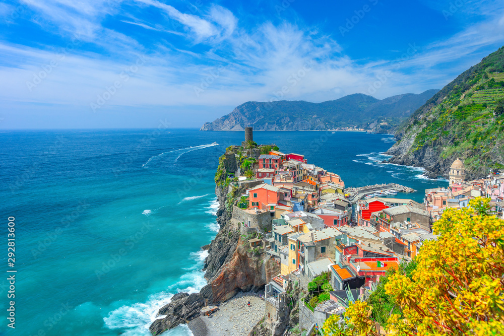 Colorful town on the rocks ,Cinque Terre, Liguria, Italy, Europe - obrazy, fototapety, plakaty 