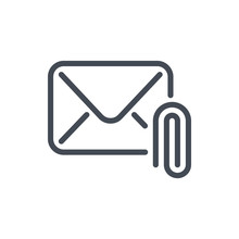 Mail Attachment Line Icon. Email With Attached File Vector Outline Sign.
