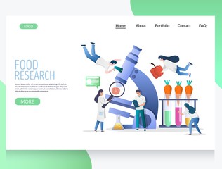 food research vector website landing page design template