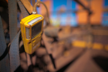 Using gas test detector monitoring at the entry point while rope access welder working as a hot work, welding in side the confined space at construction mine site, Perth, western of Australia 