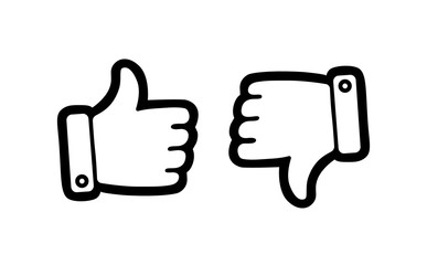 Fototapete - like and dislike social media signs. thumbs up thumbs down. like icons. vector illustration