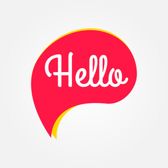 Sticker - hello speech message. red speech bubble icon with hello quote. vector illustration.