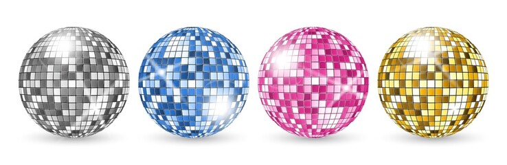 Wall Mural - disco ball. party mirror balls set. night club shining decoration vector. illustration mirror bright