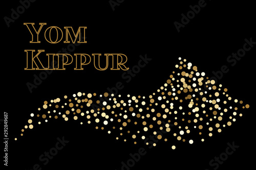Fotomural Shofar Yom Kippur greeting card, vector illustration.