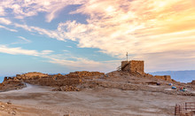 Sunrise Over Ancient Masada Fortress In Israel