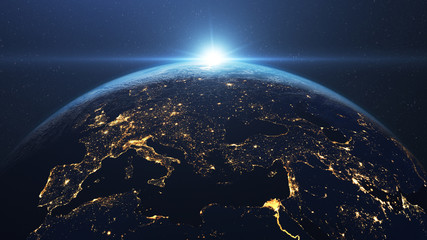 Wall Mural - planet earth sunrise seen from space