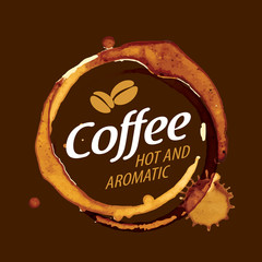 Wall Mural - Coffee splatter. Vector illustration on brown background