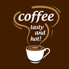 Wall Mural - Coffee logo. Vector illustration on brown background