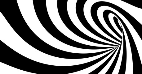 Pattern with optical illusion. Black and white design. Abstract striped background. Vector illustration.