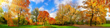 Fototapeta Natura - Colorful park panorama in autumn