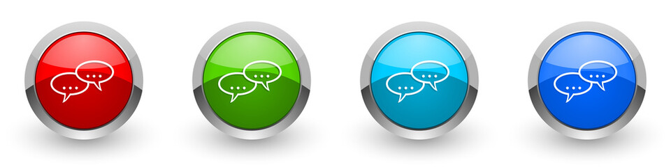 Fototapete - Forum silver metallic glossy icons, red, set of modern design buttons for web, internet and mobile applications in four colors options isolated on white background