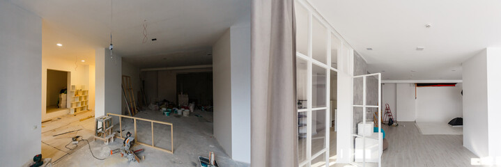 renovation concept - apartment before and after restoration or refurbishment