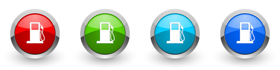 Aufkleber - Petrol silver metallic glossy icons, red, set of modern design buttons for web, internet and mobile applications in four colors options isolated on white background