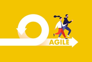 agile development methodology icon vector illustration. agile life cycle icon vector. people running
