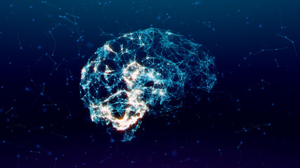 glowing human brain with nerve cells. 3d illustration