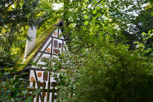 Ludwigsberg, Germany - September 2019: Hansel & Gretel,The Delicious Gingerbread House Lures With Its Sweet Delicacies. A Part Of Fairy Tales Garden.