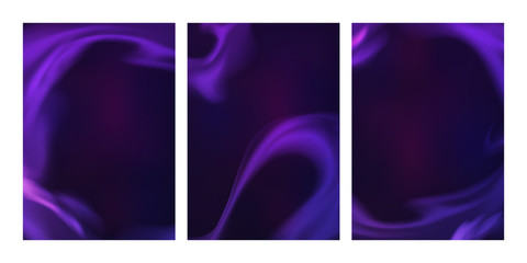 Fototapete - Vector Mystical Purple Backgrounds. Smoke Steam, Cloud Flow, Fluid Frame. Abstract 3d Bg