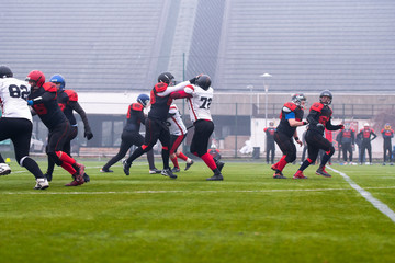 Wall Mural - training match of professional american football players