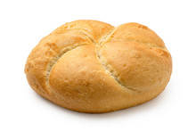 Traditional Plain Kaiser Roll Isolated On White.