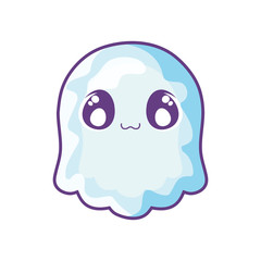 Sticker - funny halloween ghost on white background