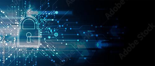 Cuadros en Lienzo internet digital security technology concept for business background