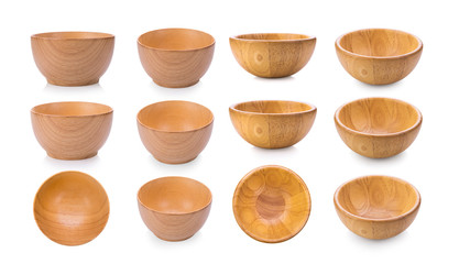 wood bowl on white background