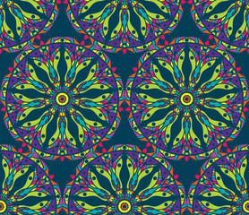 Canvas Print - Seamless repeating floral pattern consisting of mandalas