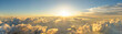 canvas print picture - Panorama sunrise from the top of the mount Fuji. The sun is shining strong from the horizon over all the clouds and under the blue sky. good New year new life new beginning. Abstract nature background