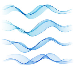 Set of blue abstract wave design element